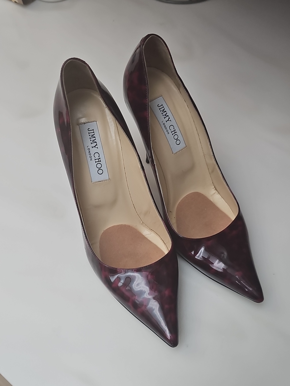 Jimmy Choo Women's Red/Black Patent leather Pointed-Toe Pumps - Picture 2 of 13